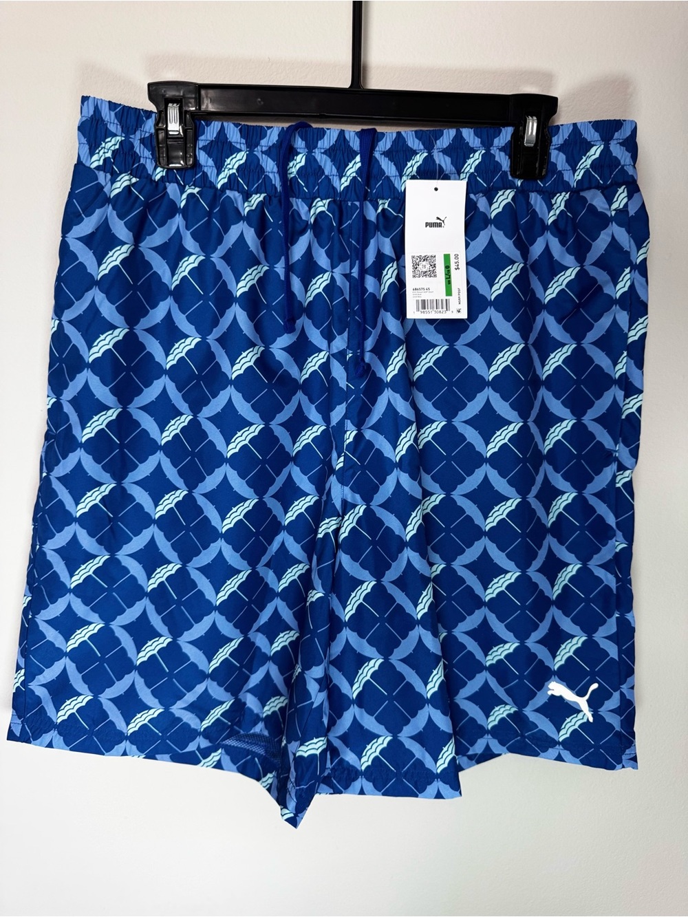 Puma Blue Geometric Print Swim Trunks